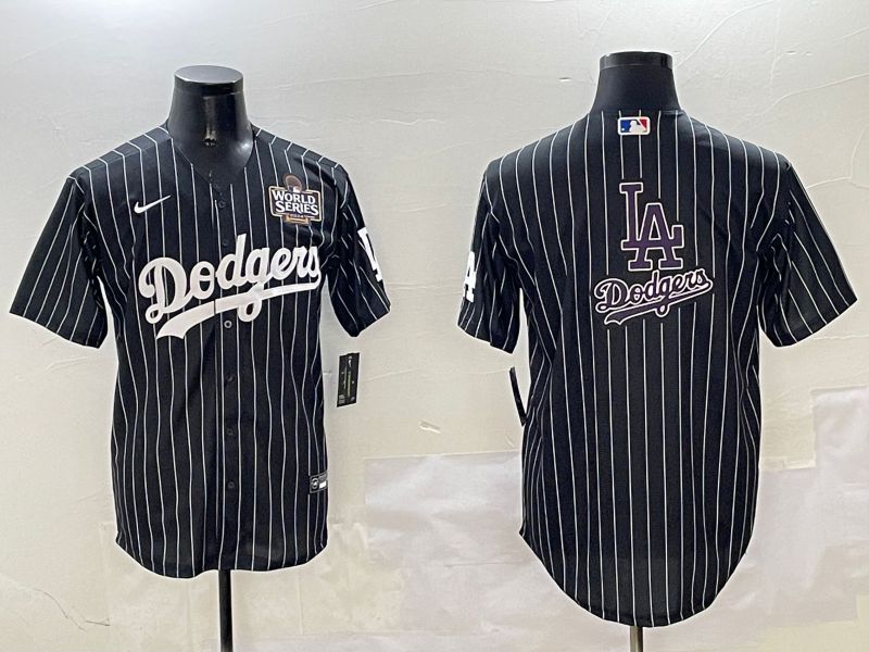 Men Los Angeles Dodgers Blank Black Stripe Jointly Name 2025 Nike MLB Jersey style 20